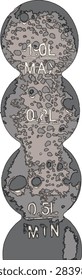 Vector illustration of a vertical oil dipstick or fluid level indicator with measurement markings