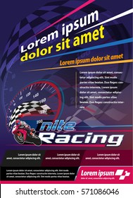 Vector illustration, vertical poster or print ads nite racing event