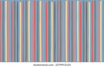 Vector illustration of vertical stripes with geometric patterns in grey, red, and beige on a gray background, suitable for diverse design projects