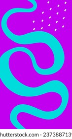 Ilustración vectorial con plantilla vertical para publicaciones en medios sociales antes del cumpleaños de personas creativas. Burla brillante para el diseño de historias. Ola azul sobre fondo morado