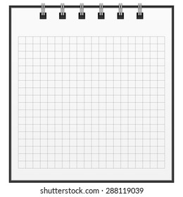 Vector illustration of a vertically located open ruled notepad 
