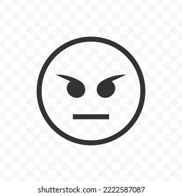 Vector illustration of very angry emoticons. icon in dark color for website design .Simple design on transparent background (PNG).