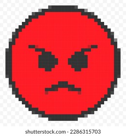 Vector illustration of very angry emoticons in a pixel art 8 bit video game style. Simple design on transparent background (PNG).