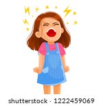 Vector illustration of a very angry girl screaming. aggressive children