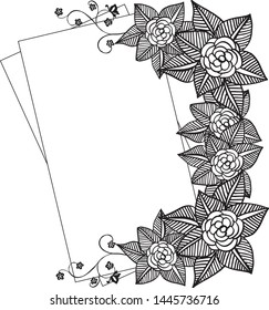 Vector illustration very beautiful leaf flower frame with invitation cards