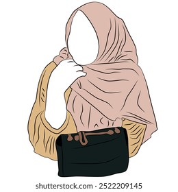 Vektorgrafik einer sehr schönen muslimischen Hijab-Frau zeigt eine elegante und anmutige weibliche Figur, die einen stilvollen Hijab trägt und moderne Mode widerspiegelt