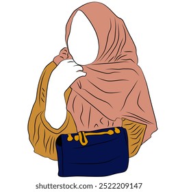 Vektorgrafik einer sehr schönen muslimischen Hijab-Frau zeigt eine elegante und anmutige weibliche Figur, die einen stilvollen Hijab trägt und moderne Mode widerspiegelt