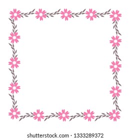 Vector illustration very beautiful pink wreath frame art hand drawn