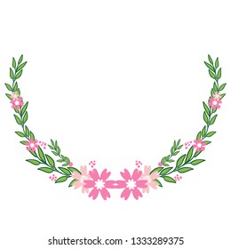 Vector illustration very beautiful pink wreath frame art hand drawn