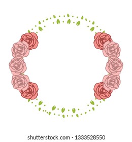 Vector illustration very beautiful pink flower frames blooms hand drawn