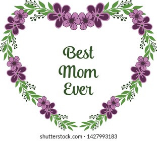 Vector illustration very beautiful purple wreath frame with poster of best mom