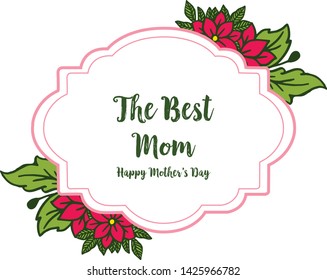 Vector illustration very beautiful red wreath frame for greeting card best mom