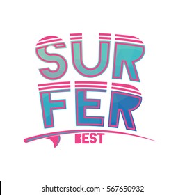 vector illustration of a very best surfer waves beach. california surfing design for graphics for t-shirt, vintage design .
