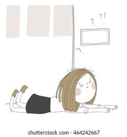 Vector illustration. Very busy manager fell near the door. 