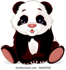 Vector illustration of very cute baby panda