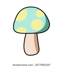 Vektorillustration eines sehr niedlichen grün-gelben Pilzes.