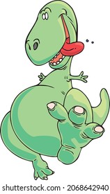 A vector illustration of a very enthusiastic and happy dinosaur running