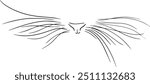 
vector illustration of very long cat whiskers.
Black and white.