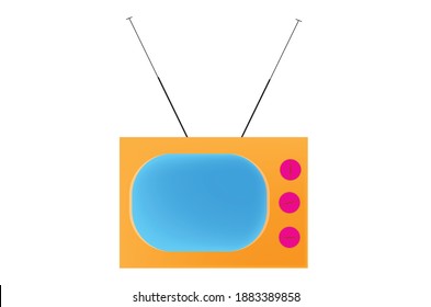 Vector illustration of very old television with manual controllers and regulators 