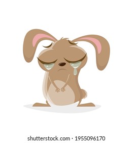 vector illustration of a very sad cartoon rabbit