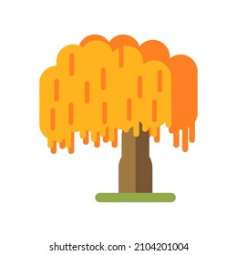 ilustración vectorial. ilustración de un árbol banyan muy oscuro con hojas anaranjadas