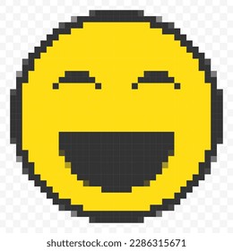 Vector illustration of very smile emoticons in a pixel art 8 bit video game style. Simple design on transparent background (PNG).