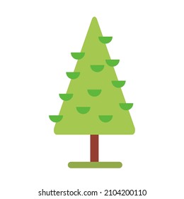 vector illustration. illustration of a very tall tree with leaves that resemble triangles in green color