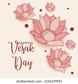 Vector illustration of  Vesak Day Creative Concept for Card or Banner. Vesak Day is a holy day for Buddhists. Happy Buddha Day 