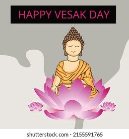 Ilustración vectorial de Vesak Day Creative Concept para tarjeta o pancarta. El Día de Vesak es un día sagrado para los budistas. Feliz Día de Buda 