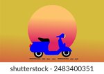 vector illustration of a vespa  summer