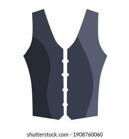 vector illustration of a vest in black color.  illustrations for clothes, accessories, beauty.  flat minimalist design eps 10.