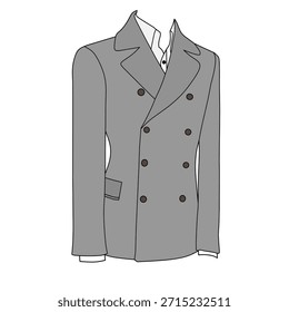 Ilustración vectorial de ropa de chaleco en color gris sobre fondo blanco.  Vector ilustración de arte digital de tema de ropa formal para hombres.