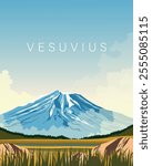 Vector illustration. Vesuvius. Travel poster, banner, postcard, cover. Modern design.