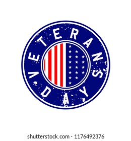 Vector illustration of veterans day, 11th November in circle with American flag