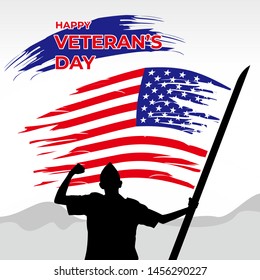Vector illustration of veterans day, 11th November, flag, America, USA, parade