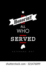 Vector illustration - Veterans day banner design over a black background