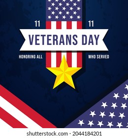 vector illustration veterans day with golden star