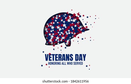Vector illustration of Veterans Day. Honoring All Who Served.