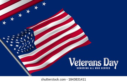 Vector illustration of Veterans Day. Honoring All Who Served.