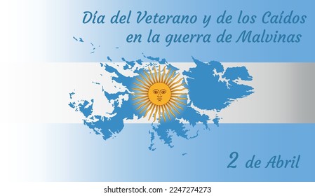 Vector illustration Veteran's Day and Memorial Day in the Malvinas War 2 April (inscriptions in Spanish)