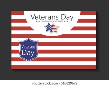 Vector illustration Veteran's day poster template Stars with U.S.A