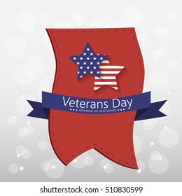 Vector illustration Veteran's day poster template Stars with U.S.A