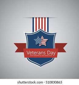 Vector illustration Veteran's day poster template Stars with U.S.A