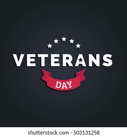 Vector illustration with Veterans Day text. November 11 holiday background. Celebration poster with stars. Greeting card.