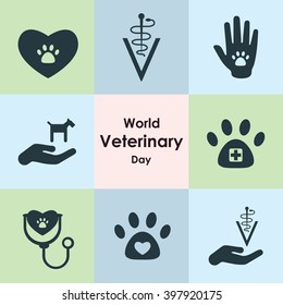 vector illustration / veterinary icons set