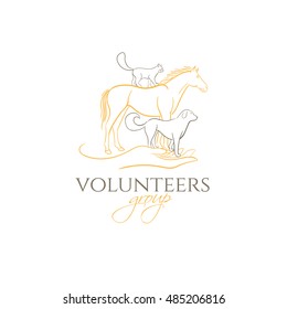 vector illustration. veterinary logo. cat, dog, horse frame. template for example a company logo help animals pet. stylish design graphics