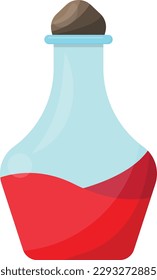 Vector illustration of a vial with a red posion, Vial with blood. Health Posion.