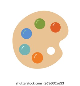 Vector illustration of a vibrant artists palette with colorful paint blobs. Perfect for creative projects, art studios, and design themes. Ideal for seamless backgrounds and social media.
