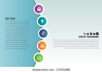 Vector illustration of vibrant background with icon placements.