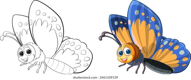 Vector illustration of a vibrant, colorful butterfly